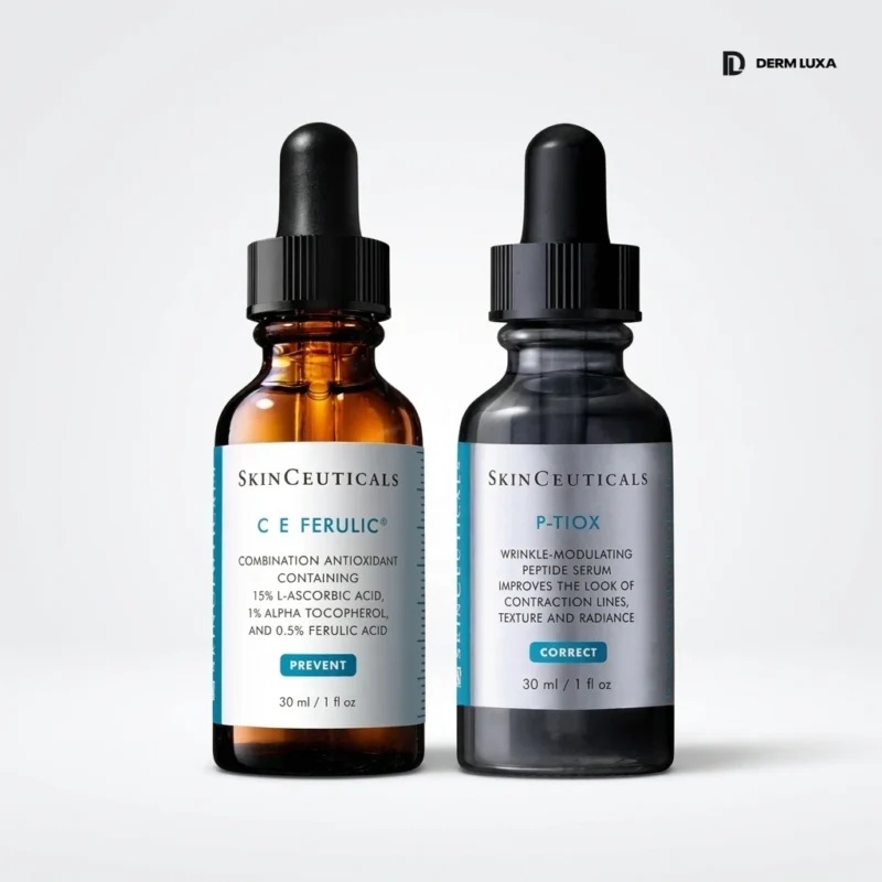 Vitamin C + Peptide Duo: SkinCeuticals C E Ferulic + P-TIOX Anti-Wrinkle Serum